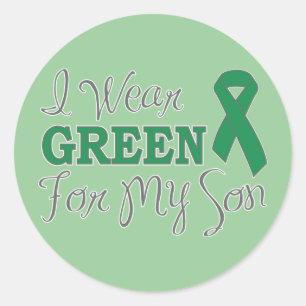 Ik Draag groen voor mijn zoon (Groene Bewustmaking Ronde Sticker
