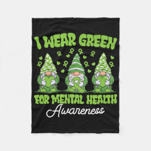 Ik Draag groene rib voor geestelijke gezondheid Fleece Deken