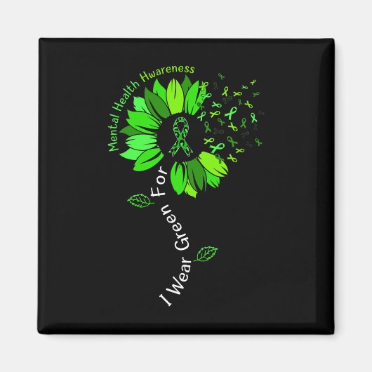 Ik Draag groene rib voor geestelijke gezondheid Magneet (Voorkant)