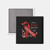 Ik Draag het bewustzijn van de hartziekte van Red Magneet (Voorkant / Achterkant)