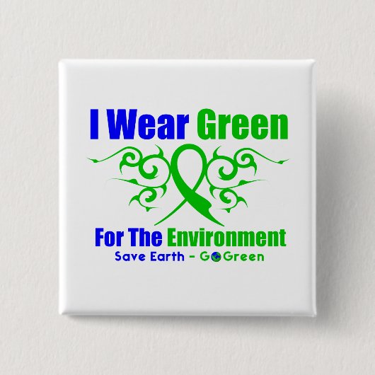 Ik Draag het groene stamlint voor het milieu Vierkante Button 5,1 Cm (Voorkant)