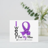 Ik Draag het lint van pancreaskanker voor mijn hel Briefkaart (Staand voorkant)