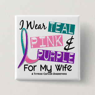 Ik Draag het schildklierkankerlint voor mijn vrouw Vierkante Button 5,1 Cm