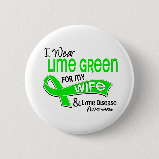 Ik Draag Lime Green 42 Wife Lyme Disease Ronde Button 5,7 Cm (Voorkant)