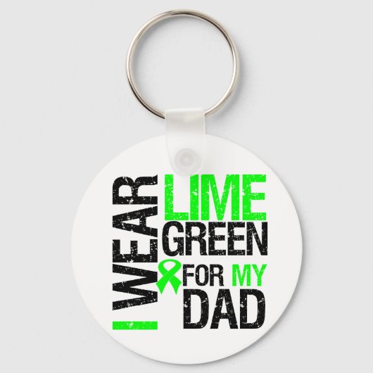 Ik Draag Lime Green Ribbon voor mijn vaders Lymfoo Sleutelhanger (Voorkant)