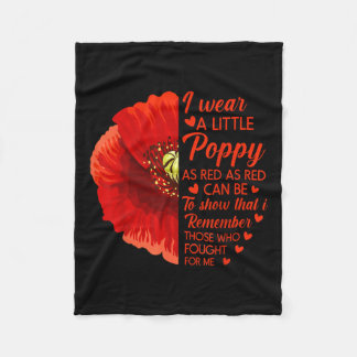 Ik Draag Little Red Poppy Flower Soldier Veteran Fleece Deken