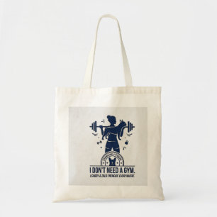 Ik draag mijn Franse Funny Fitness Franse Bulldog  Tote Bag