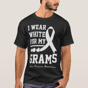 Ik draag mijn witte grammen longkanker bewustzijn t-shirt