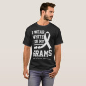 Ik draag mijn witte grammen longkanker bewustzijn t-shirt (Voorkant volledig)