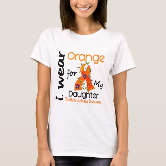 Ik Draag Oranje 43 Dochtere MS multiple sclerose T-shirt (Voorkant)
