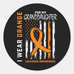 Ik Draag Oranje kleindochter Leukemie Bewustzijn A Ronde Sticker