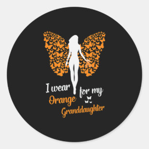 Ik Draag Oranje mijn kleindochterkrijgers Ronde Sticker