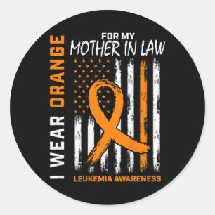 Ik Draag Oranje moeder in de wet Leukemie Bewustzi Ronde Sticker