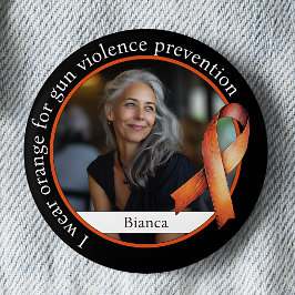 Ik draag oranje voor het voorkomen van geweld met  ronde button 5,7 cm