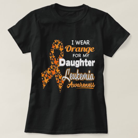 Ik draag Oranje voor mijn dochter Leukemie Bewusth T-shirt (Design voorkant)