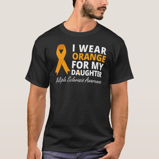 Ik Draag Oranje voor mijn dochter MS Awareness Rib T-shirt (Voorkant)