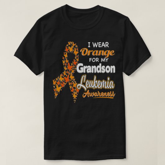 Ik draag Oranje voor mijn kleinzoon Leukemie Bewus T-shirt (Design voorkant)