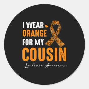 Ik draag oranje voor mijn neef Leukemie Kanker Mat Ronde Sticker
