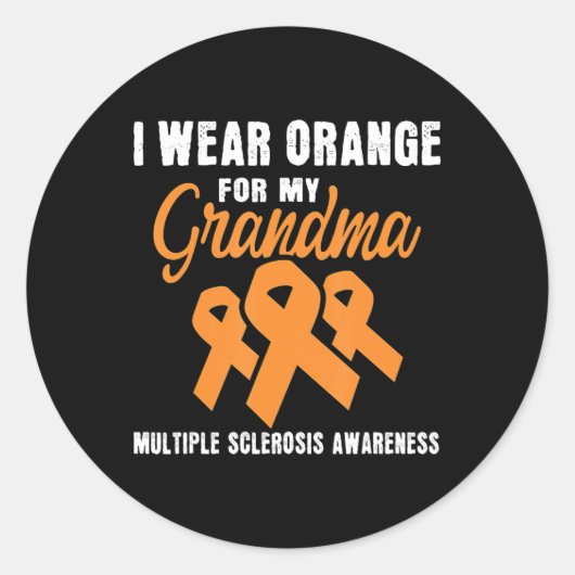 Ik Draag Oranje voor mijn oma multiple sclerose Ronde Sticker (Voorkant)