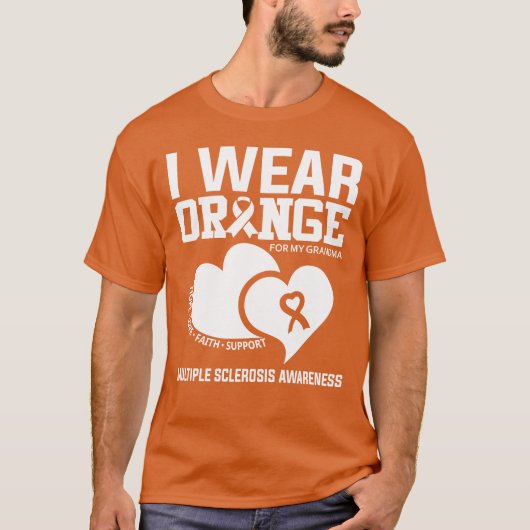 Ik Draag Oranje voor mijn oma multiple sclerose T-shirt (Voorkant)
