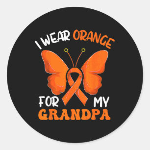 Ik Draag Oranje voor mijn opa Butterfly leukemie A Ronde Sticker
