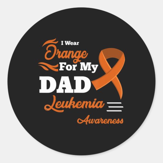 Ik Draag Oranje voor mijn vader Leukemie Bewusthei Ronde Sticker (Voorkant)