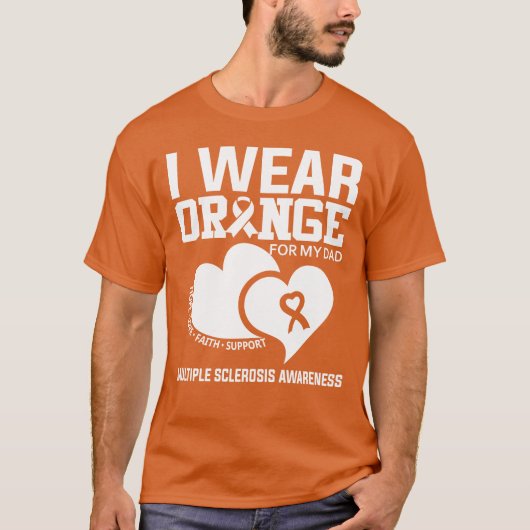 Ik Draag Oranje voor mijn vader multiple sclerose T-shirt (Voorkant)