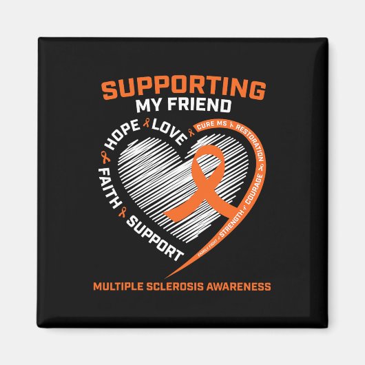 Ik Draag Oranje voor mijn vriend multiple sclerose Magneet (Voorkant)