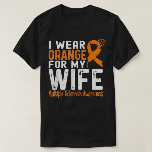 Ik Draag Oranje voor mijn vrouw multiple sclerose- T-shirt (Design voorkant)