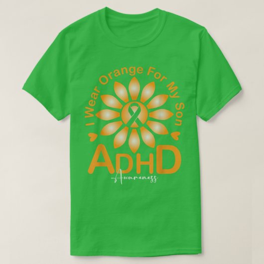 Ik Draag Oranje voor mijn Zoon ADHD Zonnebloem T-shirt (Design voorkant)