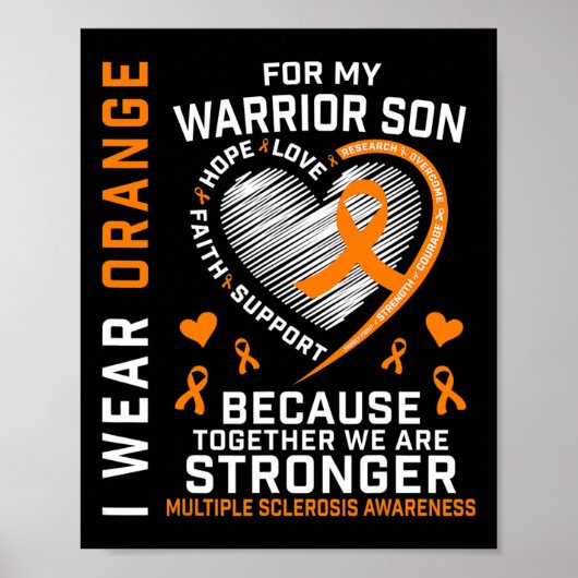 Ik Draag Oranje voor mijn zoon multiple sclerose w Poster (Voorkant)