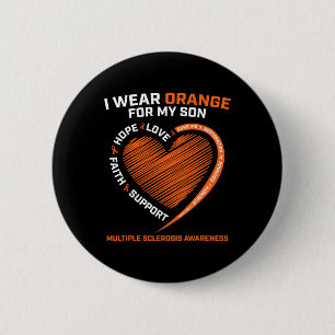 Ik Draag Oranje voor mijn zoon multiple sclerose w Ronde Button 5,7 Cm