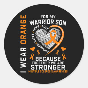 Ik Draag Oranje voor mijn zoon multiple sclerose w Ronde Sticker