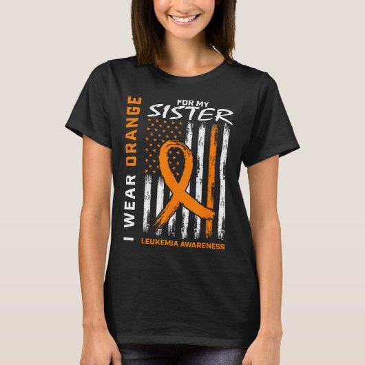 Ik Draag Oranje voor mijn zuster Leukemie Bewuster T-shirt (Voorkant)