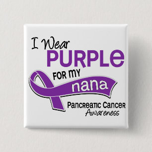Ik Draag Paars 42 Nana Pancreas Cancer Vierkante Button 5,1 Cm