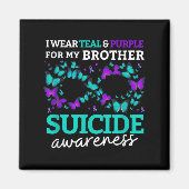 Ik Draag Paars en Blauwgroen voor mijn broer Suici Magneet (Voorkant)
