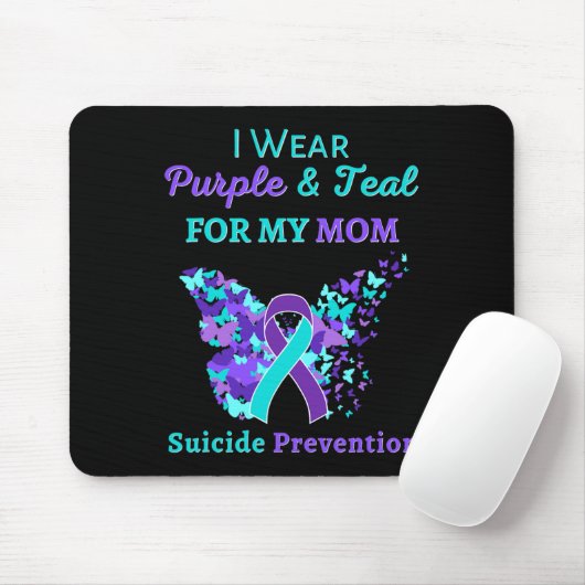 Ik Draag Paars en Blauwgroen voor mijn moeder zelf Muismat (Met muis)