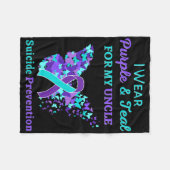 Ik Draag Paars en Blauwgroen voor mijn oom Suicide Fleece Deken (Voorkant (Horizontaal))