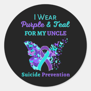 Ik Draag Paars en Blauwgroen voor mijn oom Suicide Ronde Sticker
