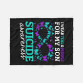Ik Draag Paars en Blauwgroen voor mijn zoon Suicid Fleece Deken (Voorkant (Horizontaal))