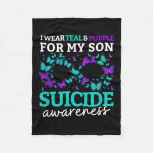 Ik Draag Paars en Blauwgroen voor mijn zoon Suicid Fleece Deken