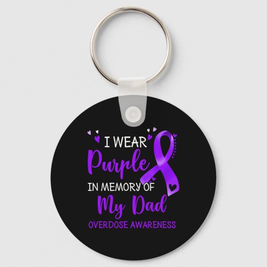 Ik Draag Paars geheugen van pap overdosis Sleutelhanger (Voorkant)