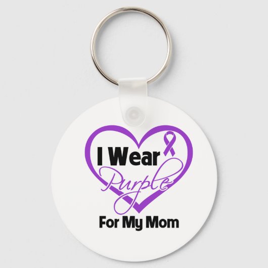 Ik Draag Paars Heart Ribbon - Mam Sleutelhanger (Voorkant)