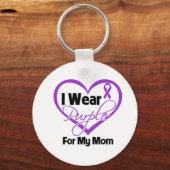 Ik Draag Paars Heart Ribbon - Mam Sleutelhanger (Voorkant)