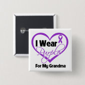 Ik Draag Paars Heart Ribbon - oma Vierkante Button 5,1 Cm (Voorkant /achterkant)