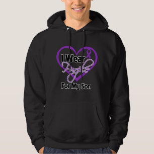 Ik Draag Paars Heart Ribbon - Zoon Hoodie