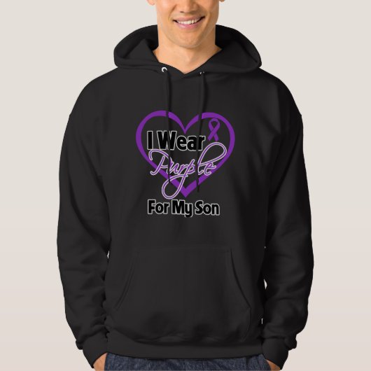 Ik Draag Paars Heart Ribbon - Zoon Hoodie (Voorkant)