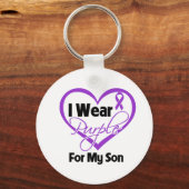 Ik Draag Paars Heart Ribbon - Zoon Sleutelhanger (Voorkant)