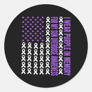 Ik Draag Paars Ter Herinnering Aan Mijn Zoon Overd Ronde Sticker