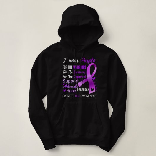 Ik Draag Paars voor Alz Awareness Support Alz Warr Hoodie (Design voorkant)